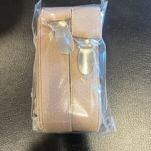 Classic Tan Suspenders with Silver Clips